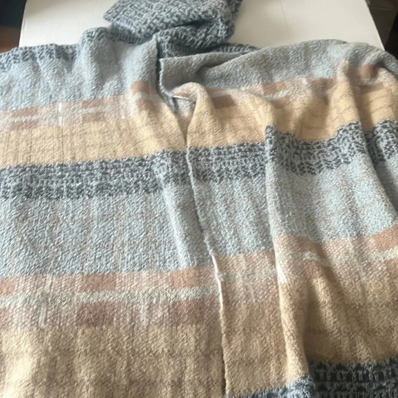 Hooded open front boxy poncho style cardigan with a 22” slit on each side. - Picture 1 of 6